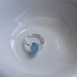 S925 Sterling Silver Aquamarine <b>Crystal</b> <b>Ring</b> Women Open Sliding Design Index Finger <b>Ring</b> Everyday Wear Bezel Setting - Product Image 2