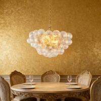 Lustre LED à hauteur réglable en forme de goutte de cristal avec télécommande, éclairage à intensité variable, CRI élevé 90, décoration suspendue au plafond ronde