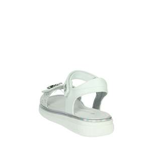Asso Girls' <b>Sandal</b> AG-17230 White Silver Flat <b>Sandals</b> With Rhinestone Decor And Adjustable Strap - Product Image 2