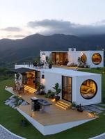 Casa Prefabricada de 2 Pisos, Casa Contenedor Moderna, Modular, Desmontable, Precio de Casa Contenedor, Hotel de Lujo, Villa de 2 o 3 Dormitorios, 20 o 40 Pies