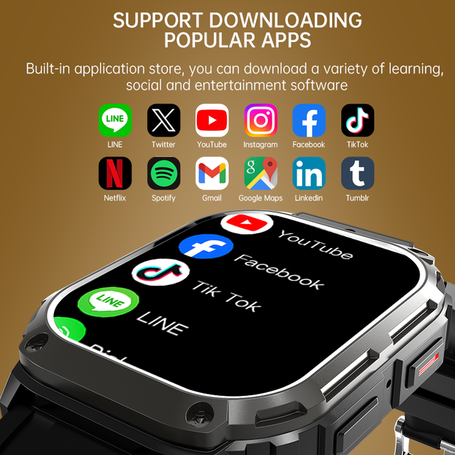 5G Android Smart Watch with SIM Card, GPS AI Support Call Download Any APP, Heart Rate Sleep Monitor NFC Weather Forecast