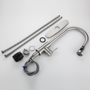 <span class=keywords><strong>Robinet</strong></span> de cuisine moderne en acier inoxydable 304 brossé, monocommande avec douchette extractible - Product Image 4