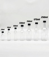 Bouteilles miniatures en plastique personnalisées de 50 ml, 120 ml, 150 ml, 175 ml pour alcool, whisky, vin, liqueur, shot, rhum, bouteille de qualité alimentaire pour jus, lait