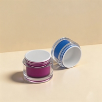 Pot cosmétique en plastique acrylique à double paroi de 50 ml avec couvercle à vis pour crème pour les yeux et crème pour le visage