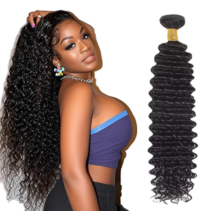 Extensions de cheveux humains Deep Wave, 16 pouces, 100% vierges brésiliennes non traitées, double trame, bouclées # 1b Tout - Product Image 1