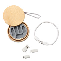 Ensemble multifonctionnel de boîte de rangement pour câbles USB-C PD 60W à chargement rapide Imprimante Appareils IOS Conducteur en cuivre pur Silicone Bambou