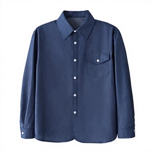 Nouvelle Chemise en Jean à Manches Longues pour Homme 2026 – Col Boutonné en Viscose/Coton, Anti-Plis, Style Workwear Vintage, Bleu Foncé Délavé, Décontractée - Product Image 1