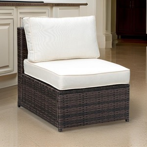 Corduroy Frame Tufted Patio Side Chair with Cushioned <b>Seating</b> Ivory & Espresso Brown Memory <b>Foam</b> for Apartment & Hotel Use - Product Image 1
