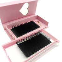 Plateaux à cils avec logo personnalisé vente en gros extensions de cils à volume facile à ventiler fournitures d'extension de cils en cachemire velours noir mat foncé