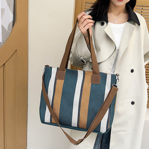 HANFEIZI Sacs à Main Rayés Grande Taille Femme Tendance, Fourre-Tout en Toile de Haute Qualité, Sac de Courses Populaire - Product Image 2