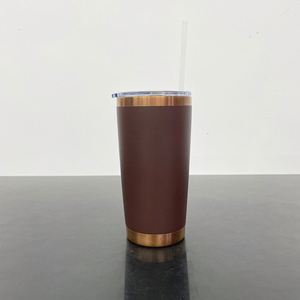 Reusable <b>Metal</b> Orange Pink Brown Chocolate 20oz Copper Plated Colored Tumbler - Product Image 4