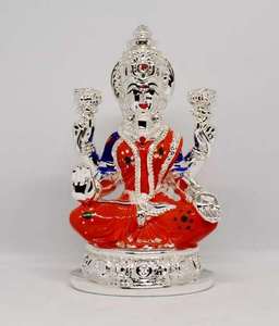 Statue d'idole hindoue traditionnelle en argent plaqué, faite à la main, pour le temple familial, accessoires de puja, Diwali, mariage, cadeau spirituel - Product Image 3
