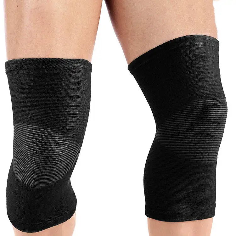 3d Basketbal Sport Katoen Elastische Gebreide Sport Kniebeschermers Brace Compressiemouw Ondersteuning Veer