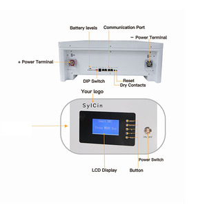 แบตเตอรี่ติดผนัง Sylcin 48V 51.2V 5kWh 10kWh ระบบกักเก็บพลังงานแสงอาทิตย์สำหรับบ้านและธุรกิจ พร้อมระบบ BMS - Product Image 3