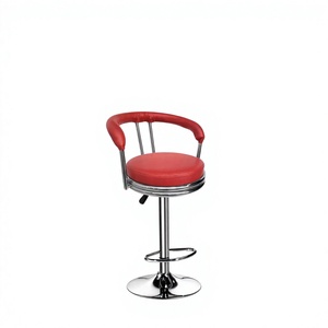 Tabouret de bar en cuir PU rouge Labycare avec siège pivotant à hauteur réglable pour bar à domicile, design traditionnel LCS337 - Product Image 4