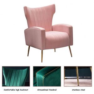 Moderne <span class=keywords><strong>Confortable</strong></span> Simple Wingback Accent Chaise Style Nordique Milieu Du Siècle Gery Velours Tissu Chambre Hôtel <span class=keywords><strong>Petit</strong></span> <span class=keywords><strong>Fauteuil</strong></span> Lecture - Product Image 3