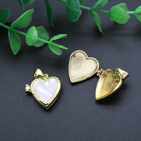 Nouveau Design Naturel Smei-pierre précieuse en Laiton Forme de Coeur Ouvrable Photo Boîte Pendentif pour les Amoureux Fabrication de Collier