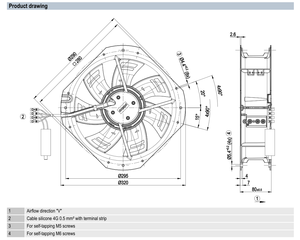 พัดลมแกน AC ขนาด 250 มม. รุ่น ebm-papst W2E250-HP06-06 ประสิทธิภาพสูง สำหรับระบบระบายความร้อนอุตสาหกรรมและระบบ HVAC - Product Image 2