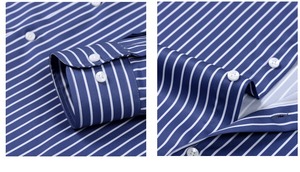 Cross-border heren overhemd met premium feel, vierweg stretch, geprint gestreept overhemd met lange mouwen en kraag, groothandel herenmode - Product Image 3