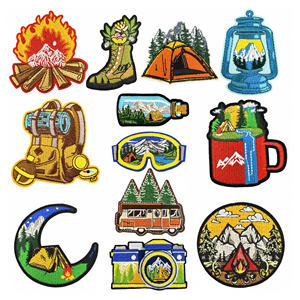 Parches Bordados Termoadhesivos para Camping, Escenas al Aire Libre, Herramientas de Aventura - Product Image 1