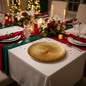 Assiettes de présentation rondes <span class=keywords><strong>élégante</strong></span>s en plastique PP doré, durables, de 13 pouces, avec motifs personnalisés pigmentés, pour mariages - Vente en gros 2026 - Product Image 4