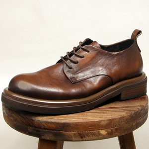 Zapatos de Oficina Estilo Británico Retro, con Plataforma y Suela Gruesa, Pulidos a Mano, Transpirables, Ligeros, Antideslizantes, con Cordones - Product Image 1