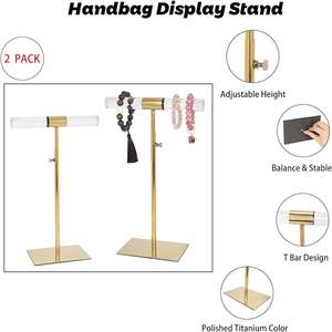 2 Acryl Schmuck Türme Ständer Set Edelstahl Lange Halsketten Ständer Höhen verstellbare Tischplatte Schmuck Organizer Home Store - Product Image 3