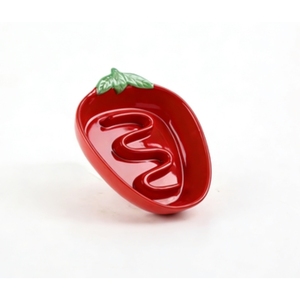<b>Ceramic</b> Strawberry Style Pet Bowl With Obstacle Design For Slow Feeding - Product Image 2