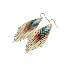 Partywear Bohemian Tassel <b>Drop</b> Earrings Women's Turquoise Beaded Alloy Antique Bronze Plated Fashion Jewelry Party Style - Product Image 1