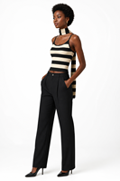Ensemble de tricots pour femmes avec logo personnalisé, tricoté, sans manches, sans bretelles, rayé, mode club, designer, été, mélange de viscose, usine OEM & ODM