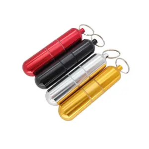 -JKYP--25-007 Hot-sale Aluminium Waterproof Metal Pill Holder Medicine Bottle for Outdoor Camping Travel Mini pill box Keychain