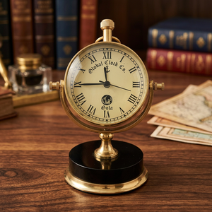 Vintage Brass Desk <b>Clock</b> Round Table <b>Clock</b> Mechanical Analog Timepiece for Home Office Study Decor - Product Image 1