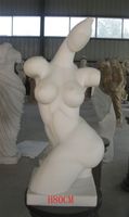 Décoration de jardin Taille personnalisée Ornement classique occidental Sculpture en marbre Fille nue timide Femme Statue de jardin grecque féminine
