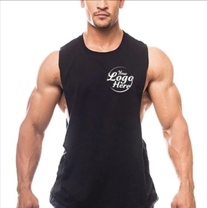 Gilet de fitness sans manches en coton personnalisé pour hommes, t-shirt de sport d'été imprimé, vêtements tricotés respirants pour la course à pied et l'entraînement surdimensionnés - Product Image 3