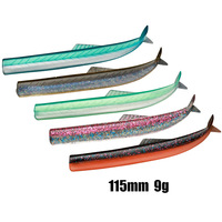 Bionic – leurre de pêche à la mer en Silicone, appât de pêche au bar, crochet, tête de plomb, Black crazy Minnow, jig, corps souple, 19g/29g