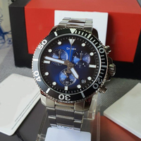 Montre de Plongée pour Homme Fashion Seastar, Chronographe à Quartz, Mouvement ETA, 45mm, Trois Cadrans, Date, Cadran Bleu, Acier Inoxydable T120
