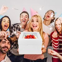 Grande boîte à gâteau carrée blanche personnalisée bon marché avec couvercle séparé boîtes d'emballage en papier mat pour stratification alimentaire cookie pain pâtisserie beignet