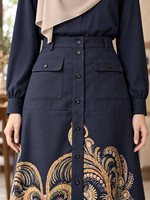 Ensemble robe et jupe à motifs élégants AW0293, vêtements musulmans islamiques haut de gamme, hijabs, style décontracté, pour tous les jours