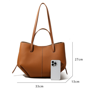 Bolso Tote de Verano de Piel Genuina de Vacuno, Gran Capacidad, Set de Dos Piezas con Mini Bolso, Etiqueta Lisa Personalizable, Venta al por Mayor, Tendencia 2026 - Product Image 2