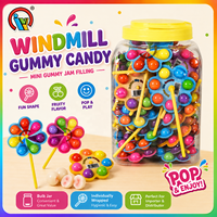 Draaiende windmolen gummy snoep leuk interactief speelgoed snoep mini jam gevulde gummy snoep fruitig zacht kauwsnoep groothandel leverancier