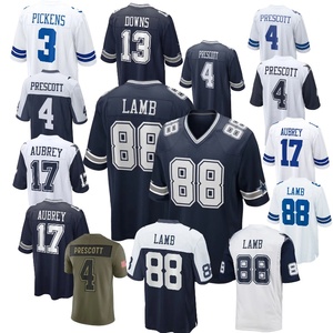 Grosir Pabrik Dallas Bordir # 0 Tidak Terlihat # 3 Pickens # 4 Prescott # 17 Aubrey # 88 Domba # 13 Jersey Sepak Bola Amerika Downs - Product Image 1