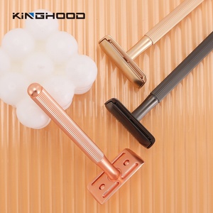 Maquinilla de afeitar de seguridad, respetuoso con el medio ambiente, hoja de doble filo, mango de latón, cero residuos, de Metal - Product Image 1