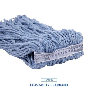 Boardwalk BWK2016B #16 Blue <b>Mop</b> Head Cut-End Standard with Cotton/Synthetic Fiber 12/ Carton - Product Image 6