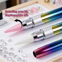Lápiz de punta metálica para decoración de uñas con degradado de doble color azul y morado, herramienta de pegatinas tipo crayón, fácil de usar, para uso transfronterizo.