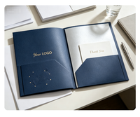 Carpeta de Presentación A4 con Relieve, Portadocumentos con Diseño Personalizado, Carpeta de Archivo Azul Marino para Negocios y Escuela con Ranura para Tarjetas