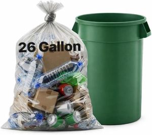26 Gallon Ultra Strong Clear Trash Bags, 100 Count Heavy Duty Disposable Clear Bin Liners for Home Commercial Use - Product Image 4