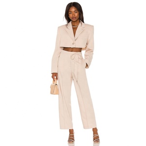 Trajes <span class=keywords><strong>de</strong></span> Blazer Corto para Mujer, Conjunto <span class=keywords><strong>de</strong></span> Blazer y Pantalones <span class=keywords><strong>de</strong></span> Color Sólido, Trajes <span class=keywords><strong>de</strong></span> Dos Piezas para Mujer, Conjunto <span class=keywords><strong>de</strong></span> Blazer Corto y Pantalones - Product Image 4