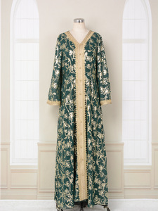 2024 De Nieuwste Mode Beauty Abaya In Dubai Hot Stamping Islamic Kleding Dames Bloemen Abaya Vrouwen Moslim Jurk