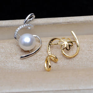 Base de pendentif en argent S925, DIY, perle 13-14, accessoires, support vide, design éclair, composants de bijoux - Product Image 1