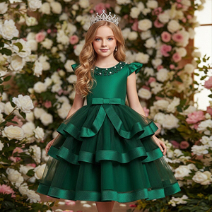 Robes de fête pour filles, bleues, élégantes, bouffantes, superposées, pour filles de <span class=keywords><strong>6</strong></span> ans, respirantes, robes de nuit pour enfants - Product Image 3